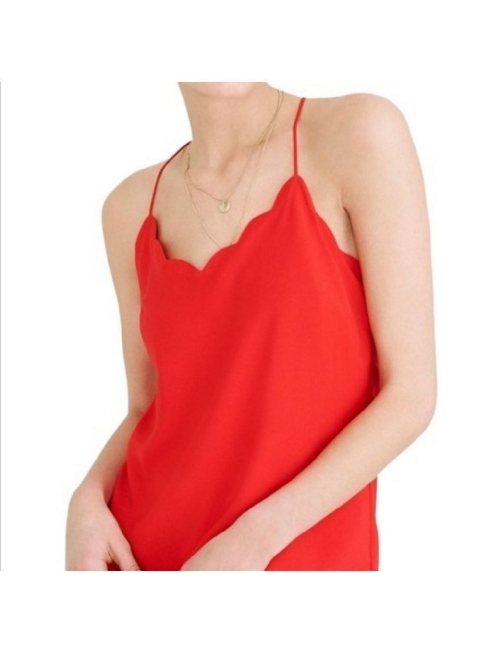 MONTEAU Red Scallop Neckline Cami Tank Top Size Medium